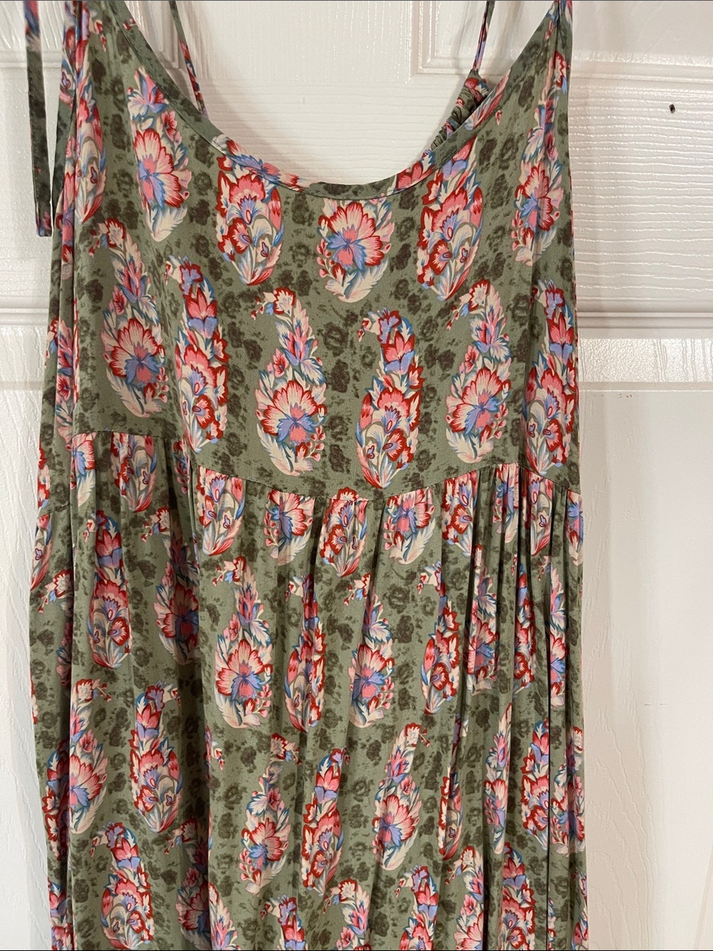 NATURAL LIFE Elizabeth Olive Green Maxi Dress with Pink Floral Print - Picture 4 of 8
